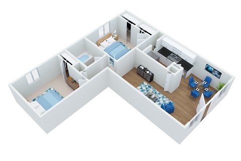 Floor plan for 2 beds, 1 bath, 850 sqft